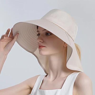 Sommersolhatter for kvinner UV-hatt for kvinner med nakkebeskyttelse Strand Panama solskjermhatt