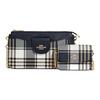 Poppy 21 Classic Plaid Print Coated Canvas And Smooth Leather Crossbody Bag Small Women Crossbody Bag Midnight-Blue Gold C8682-IMF23