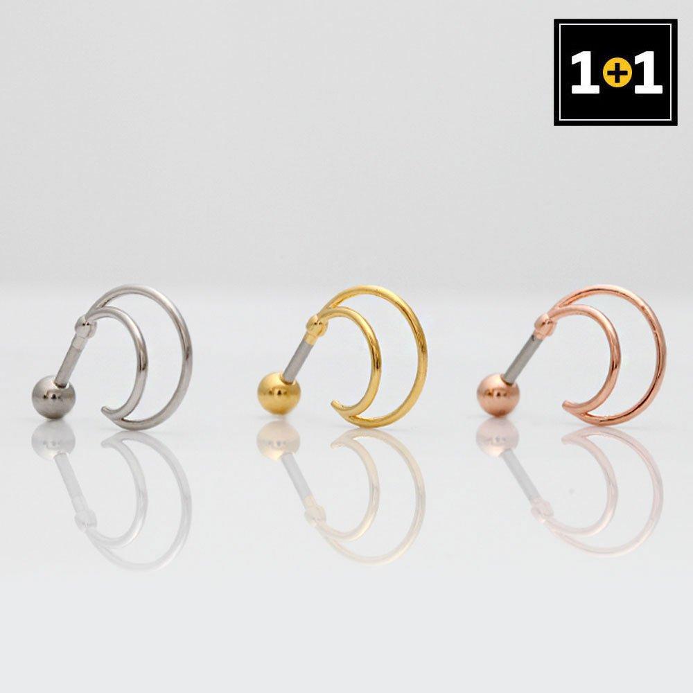 [1+1] Fashion Piercing New Moon 3 Types, Choose 1, One Side for Sale
