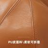Pu Leather Octagonal Beret British Retro Painter Hat Female Autumn and Winter Tide Versatile Model