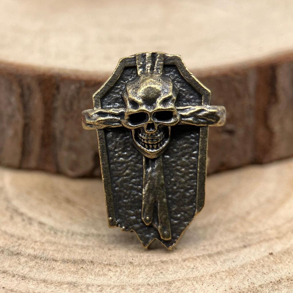 1/2Pcs Skull Cross Shield Brass Knife Beads EDC DIY Woven Bracelets Lanyard Pendants Accessories Outdoor Tool Hangings Decors.