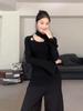 Xinwang Asymmetric One-Shoulder Ribbon Long Sleeve Women's T-shirt - 260g Modal