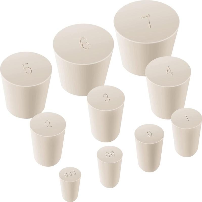 1/5/10pcs White Laboratory Wine Bottle Rubber Plug Pipe Push-in Sealing Plug Tapered Hole 23 Assorted Size 000#-20# Assortment