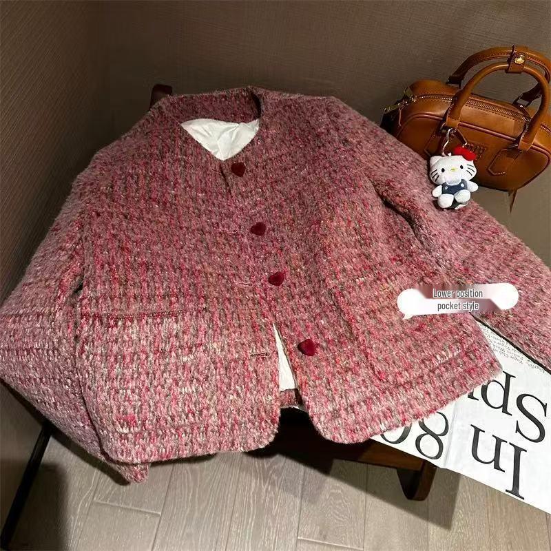 2025 Chic Luxury Pink Short Jacket: Winter-Autumn Korean Style for Women