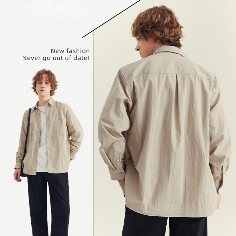 Spring and Autumn New Men's Solid Color Business Commuter Simple Long Sleeve Shirt