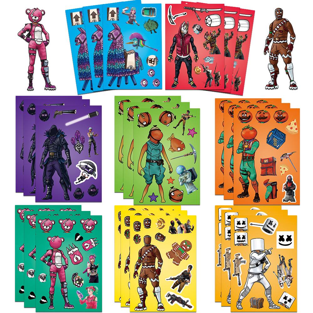 

Sheets Fortnite Game Anime Puzzle Stickers Kawaii Make Face Book Cute Cartoon Funny Sticker Kids Birthday Toys A DIY 8 Kid Friendly Entertaining Play