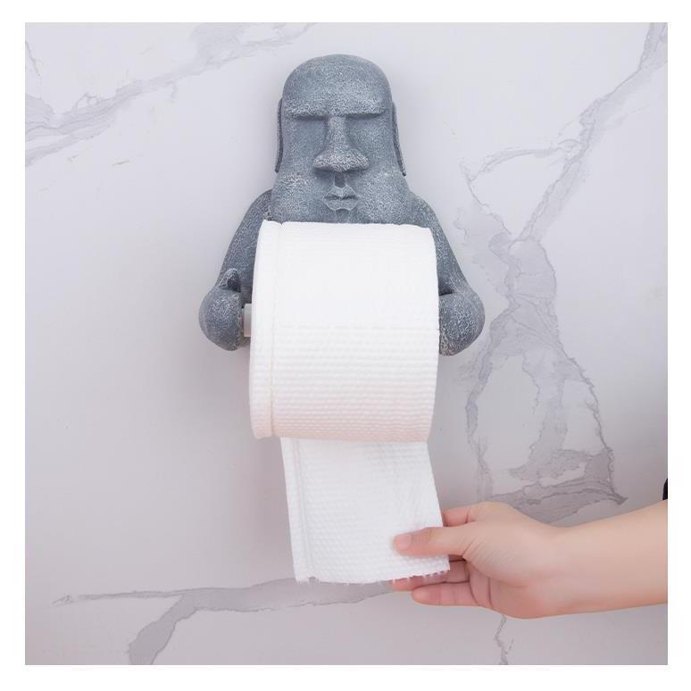 Moai pie sienas stiprināms tualetes papīra