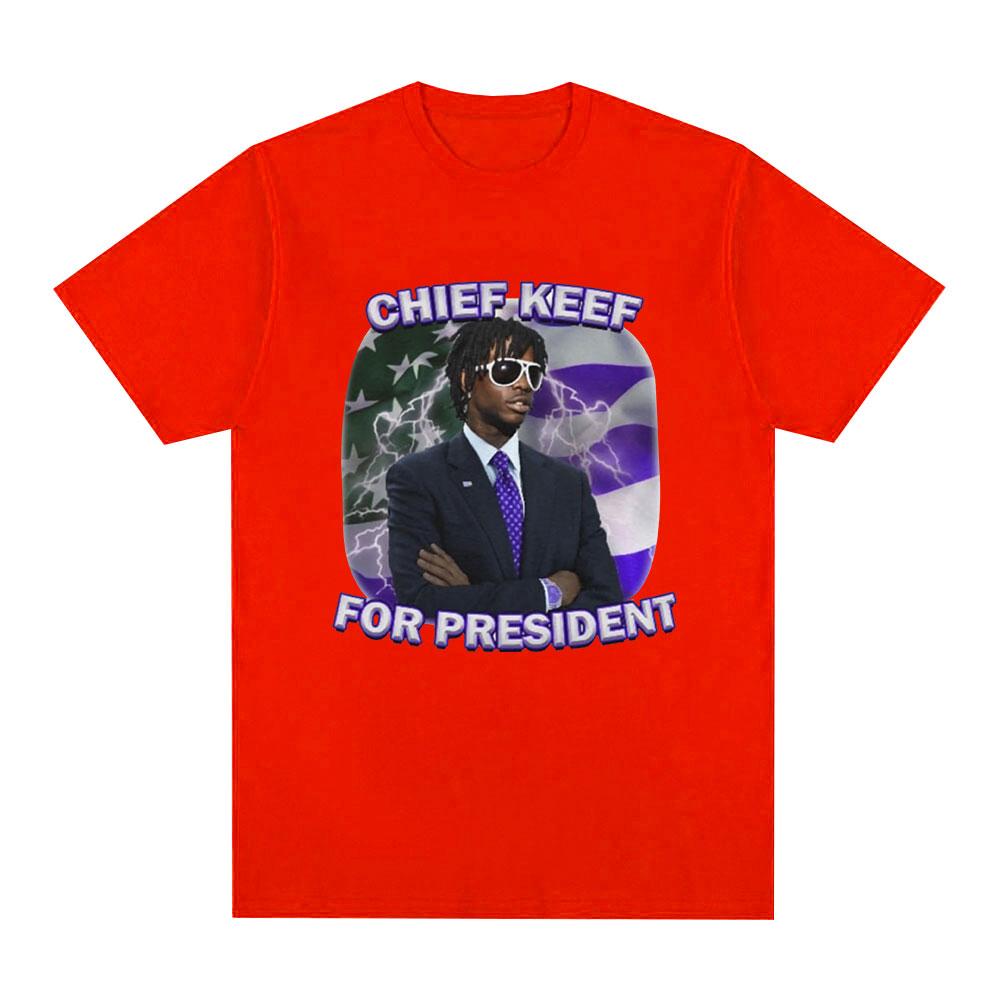 Rapper Chief Keef for President Graphic T Shirt Men Fashion Hip Hop Short Sleeve T-shirt Vintage Gothic Oversized T Shirts Tops