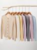 100% Pure Cashmere Osmanthus-Stitch Women's Cardigan: Autumn/Winter Solid Color, Round Neck Sweater, Warm & Versatile Knit Outerwear.