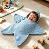Seestern Schlafsack für Neugeborene Baby Schlafsack, Gestrickter Schlafsack mit Kapuze, Weiches Baumwollgarn Baby Wickeltuch Gemütliche Sternförmige Tragbare Decke, Neugeborene