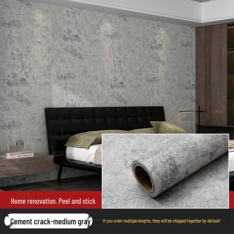Gray Waterproof Self-Adhesive Wallpaper for Bedroom, Living Room, Dorm, or Shop Decor.