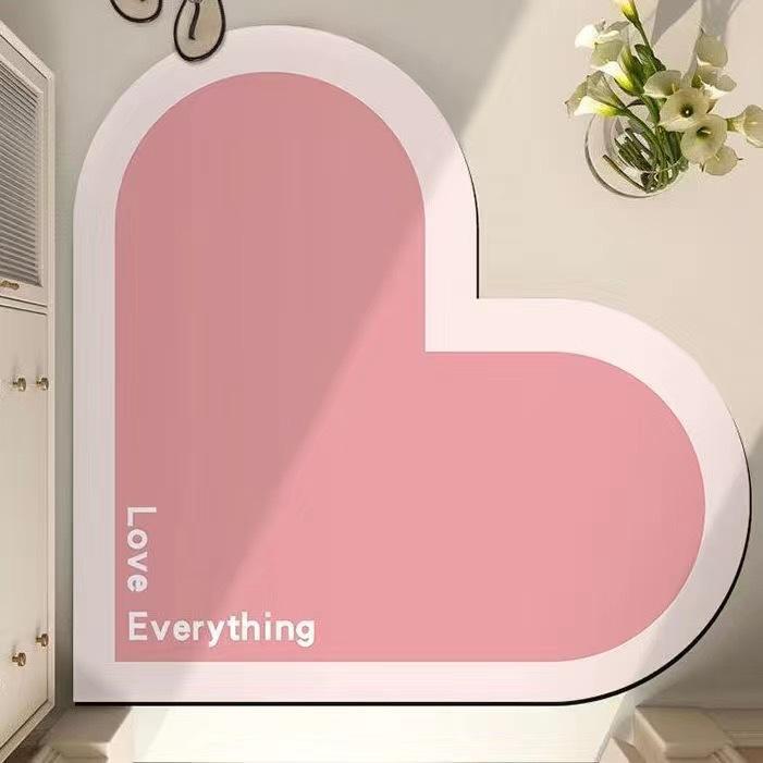 INS Wind Gradient Love Bathroom Absorbent Mat Household Non-slip Bathroom Soft Mat Wedding Diatom Mud Mat