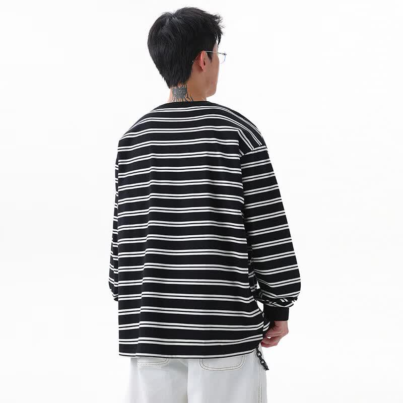 PLAYFOX Men's Striped Round Neck Long Sleeve T-Shirt