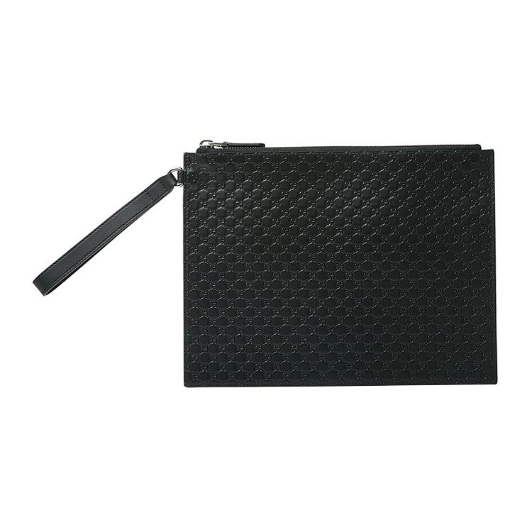 Gucci Double G Series Monogram Embossed Leather Clutch Men Clutch Black 544477-BMJ1N-1000