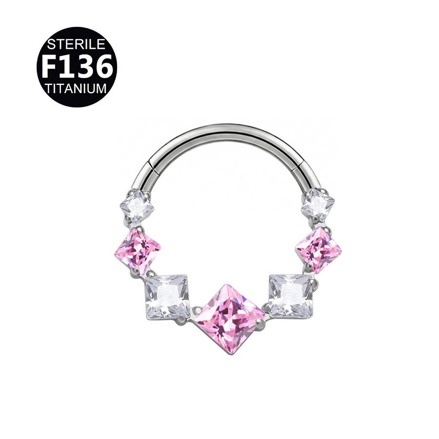 1.2mm Thick Titanium Alloy Zircon Nose Ring with 8-10mm Inner Diameter