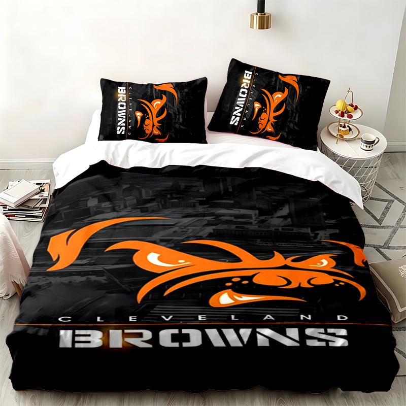 Cleveland Browns 3pc Set Perfect for Bedroom Use Comfortable Bedding Set Includes a Duvet Cover and Two Pillowcases Ideal Birthday or Christmas Gift