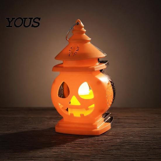 Castle Shape Halloween Light Pumpkin Lantern, Handheld Glowing Jack O Lantern Party Table Centerpiece for Kids, Spooky Decoration Prop, Night