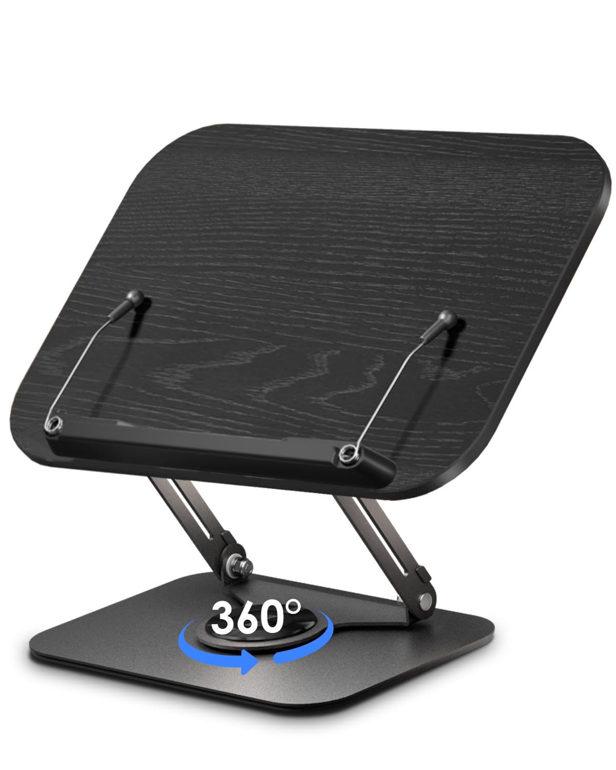 viozon Book Stand, Reading Stand, 360-Degree Rotating Base, Stepless Height Adjustment, Foldable, Excellent Stability, Easy to Carry, Easy Page Turnin