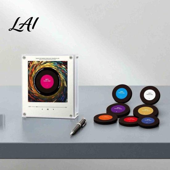 Acrylic Magnetic Music Box Refrigerator Player NFC Enabled Vinyl Record Fridge Magnet Metal Surface Magnet with LED Light Decoration for
