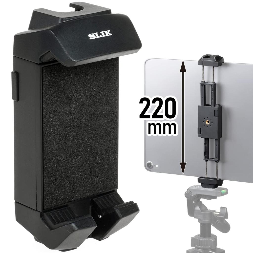 SLIK Mobile Link Tripod Wide Smartphone Tablet Compatible with Wide Mounting Accessory Shoe SPTHW Black Accessory, & Holder, 70-220mm Cameras, U1/4"