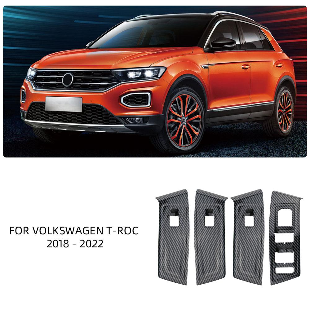 Car Window Lifter Panel Sticker for Volkswagen T-Roc Troc 2018-2026 LHD Imitation Carbon Fiber ABS Interior Styling Accessories