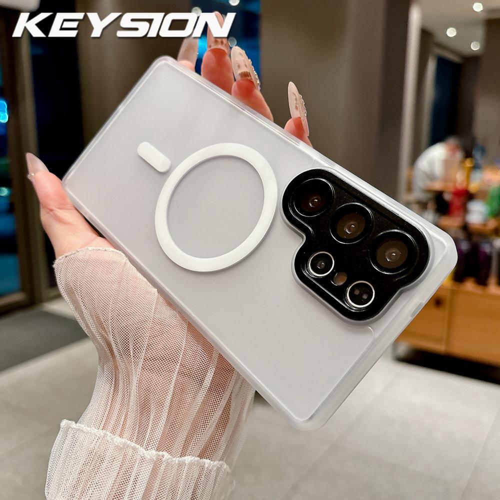 KEYSION Luxury Matte Translucent Magnetic Case for Samsung Galaxy S25 S26 Ultra 5G S26+ S25 FE Shockproof Armor Phone Cover