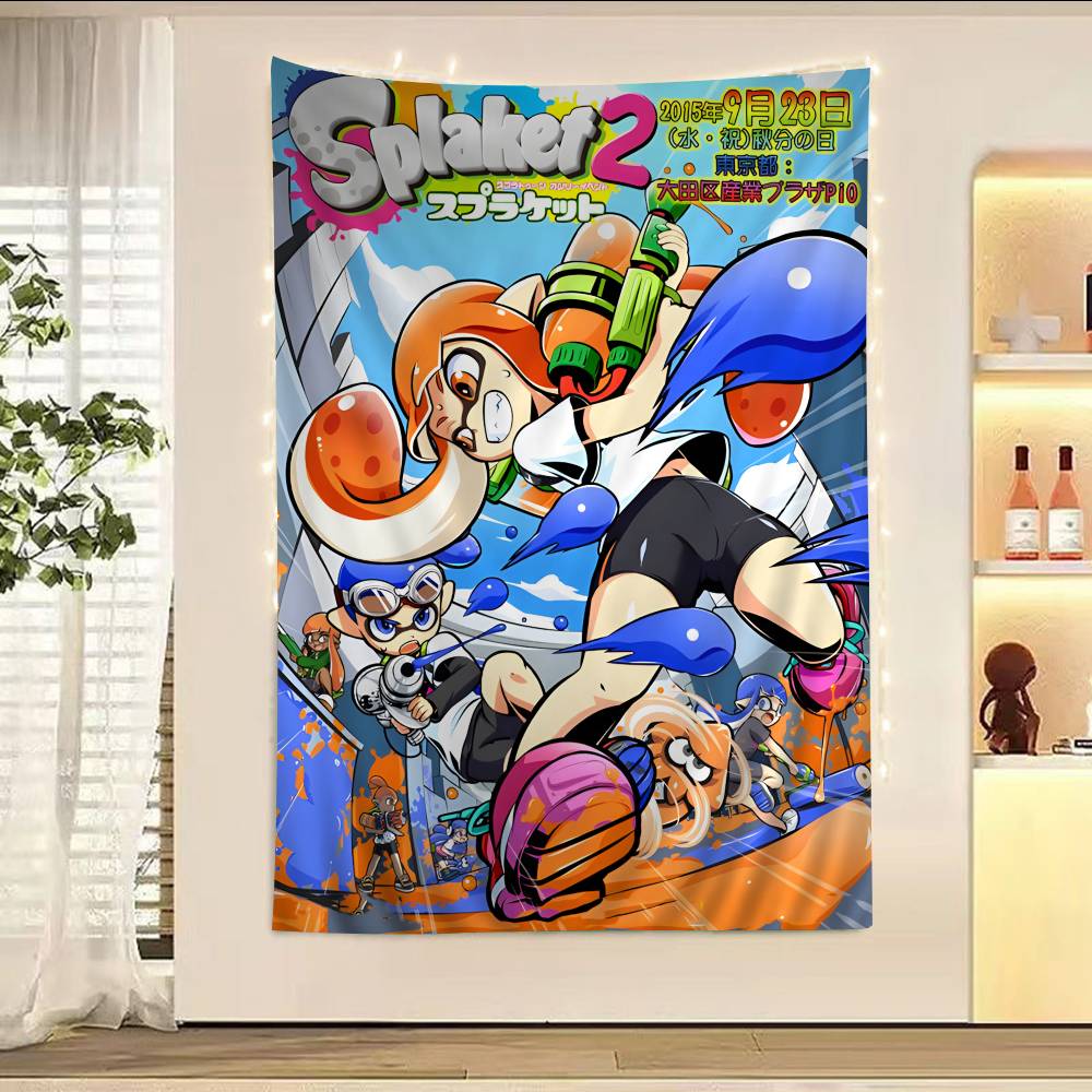 

Game Cool SSplatoon 3 Colorful Tapestry Wall Hanging Hanging Tarot Hippie Wall Rugs Dorm Wall Art Decor 74x94cm(29x37in)