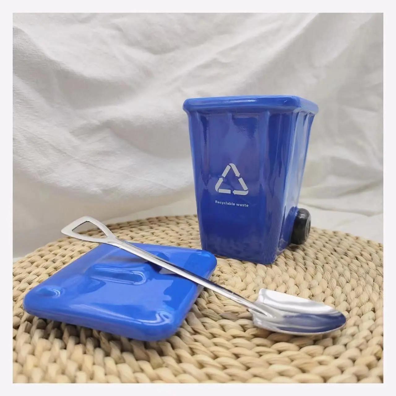 

400ML Trendy Green Ceramic Mug - Funny Office Coffee Mug Ideal for Breakfast Milk Or Oat Cup Couple Water Cup Perfect Gift 301-400ml синій