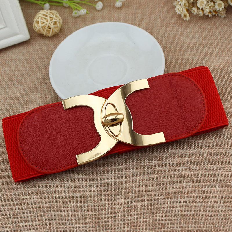 016021 Autumn And Winter Buckle Fashionable Women'S Decorative Wide Belt Elastic Waist Seal Women'S Belt