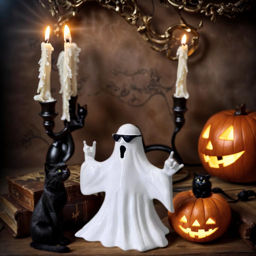1 Halloween Quirky Ghost Ornament Wearing Sunglasses to Look Cool, Desktop/Party Decoration Prop