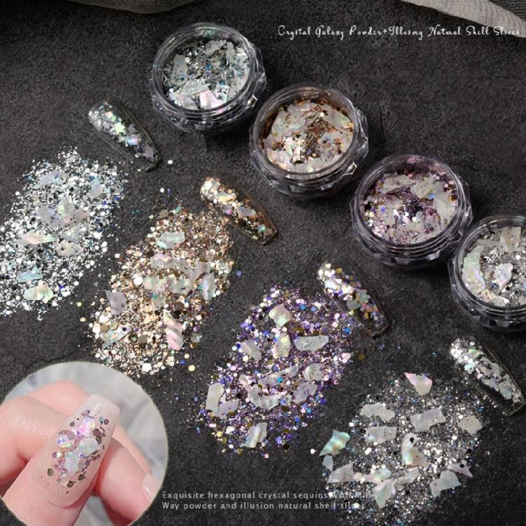 Unregelmäßige Nagel-Abalone-Muschelschalen-Scheiben Nagelglitzer-Flocken Nagelkunst-Muschelstück