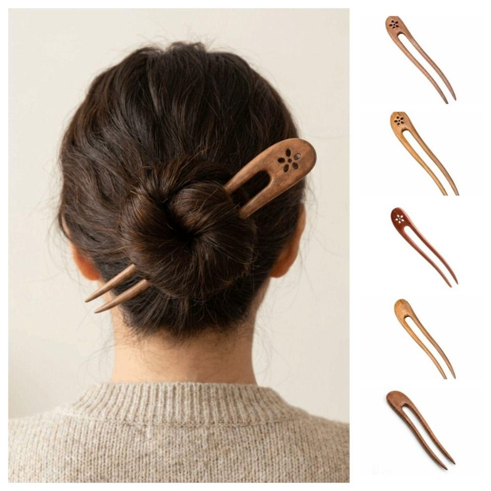 U Shaped Wooden Hair Sticks Handmade Wood Hairpins and Clips Hair Accessories