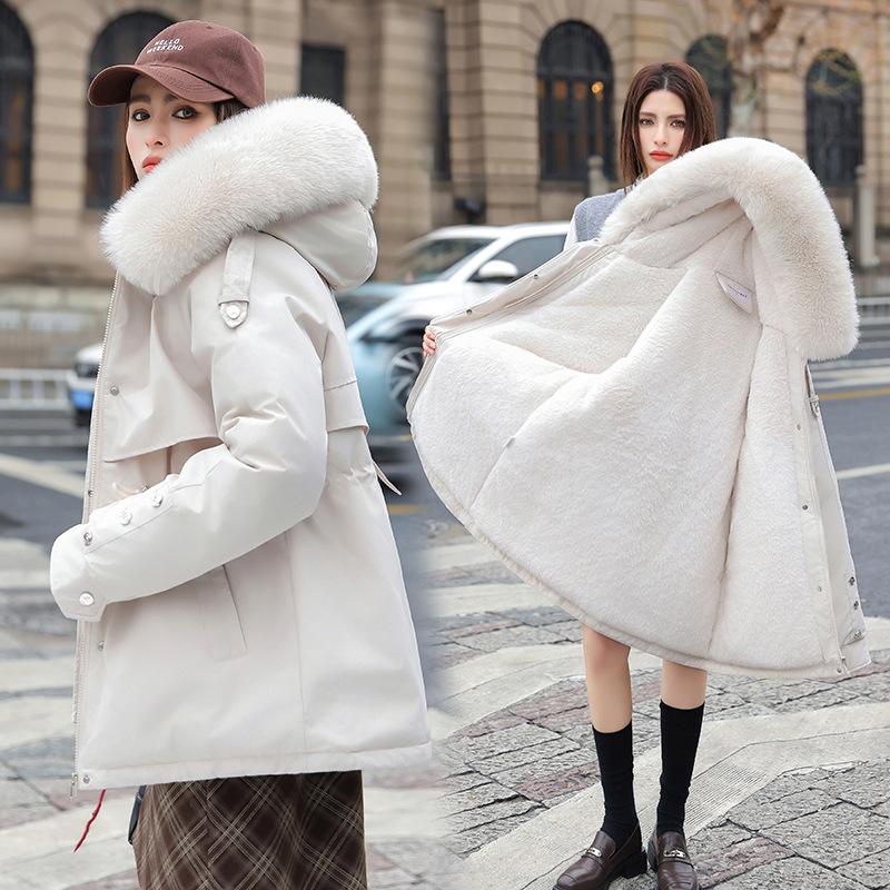 Fleece-lined Thickened Parker Clothing Women's Mid-length Winter Cotton-padded Coat