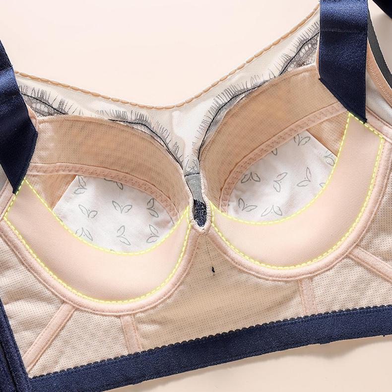 Mesh Gebürstete Brust Haare Spitze Übergröße BH U-förmiger Schöner Rücken Ohne Stahlbügel Verstellbarer BH