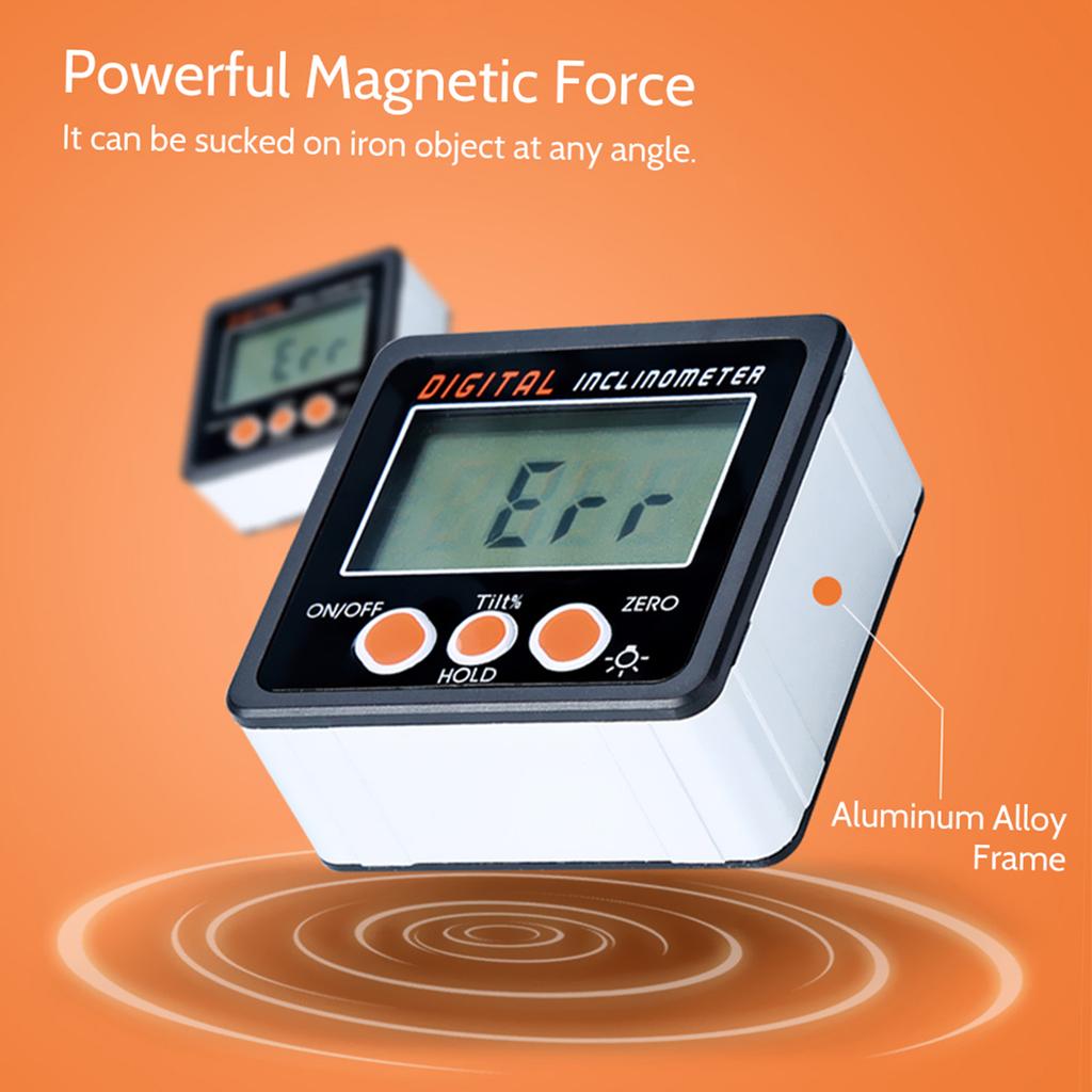 Digital Inclinometer 0 360 degrees Electronic Protractor Aluminum Alloy Shell Digital Bevel Box Angle Gauge Meter