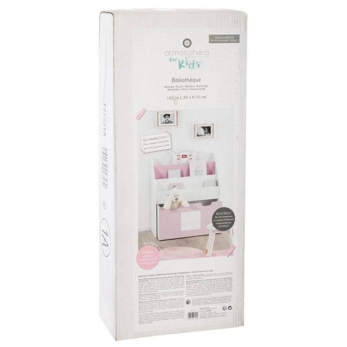 Bibliothèque enfant à roulettes rose H70cm - Atmosphera createur d'interieur