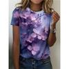 Fashion Women's Crew Neck T-Shirt 3D Color Printing Crew Neck Short Sleeve