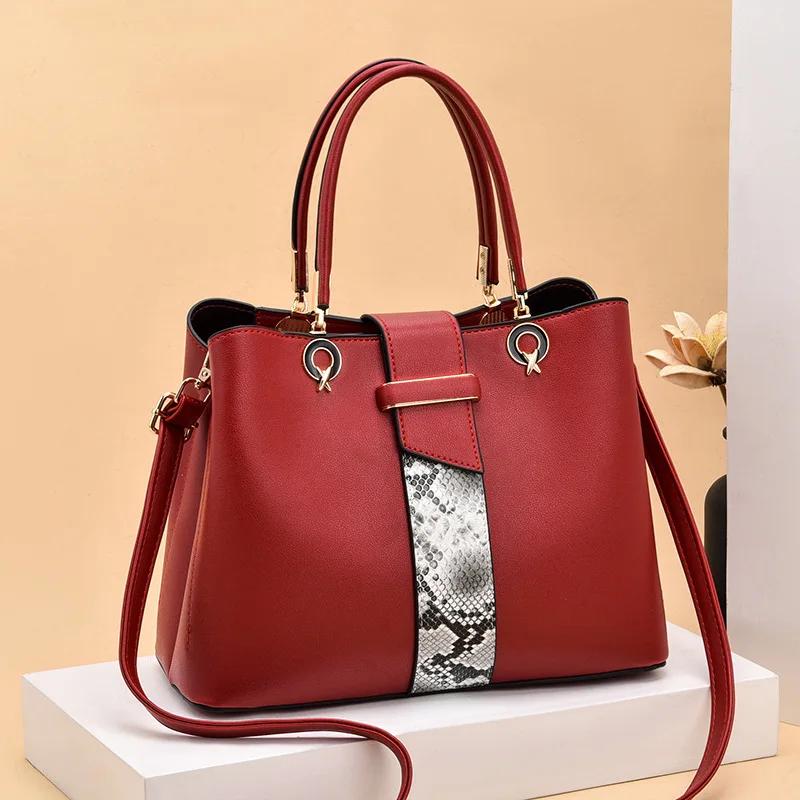 Handing Tassel Ornament Handbags Trendy Patchwork Color Shoulder Bag for Women Middle Totes Purse Office Lady Crossbody Bags