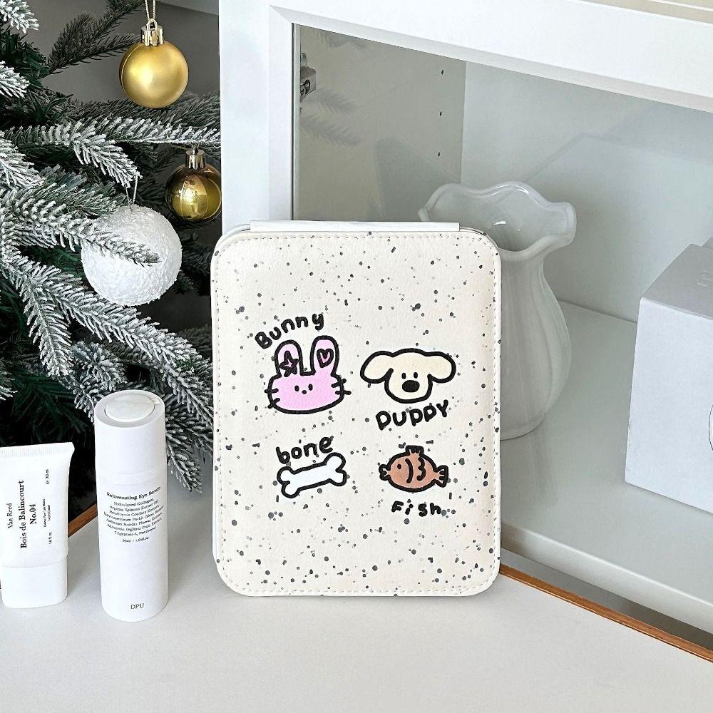 

Cartoon Puppy Fold Makeup Mirror Cat Vanity Mirror Portable Desktop Stand Mirror Home Decor Style D