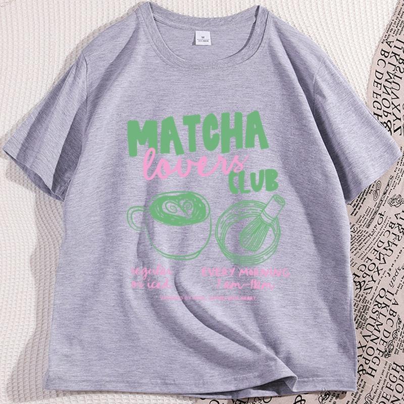 Matcha Lovers Club Tee Oversized T Shirt Cafe Aesthetic Graphic Tee Funny Tea TShirt for Men Women Streetwear