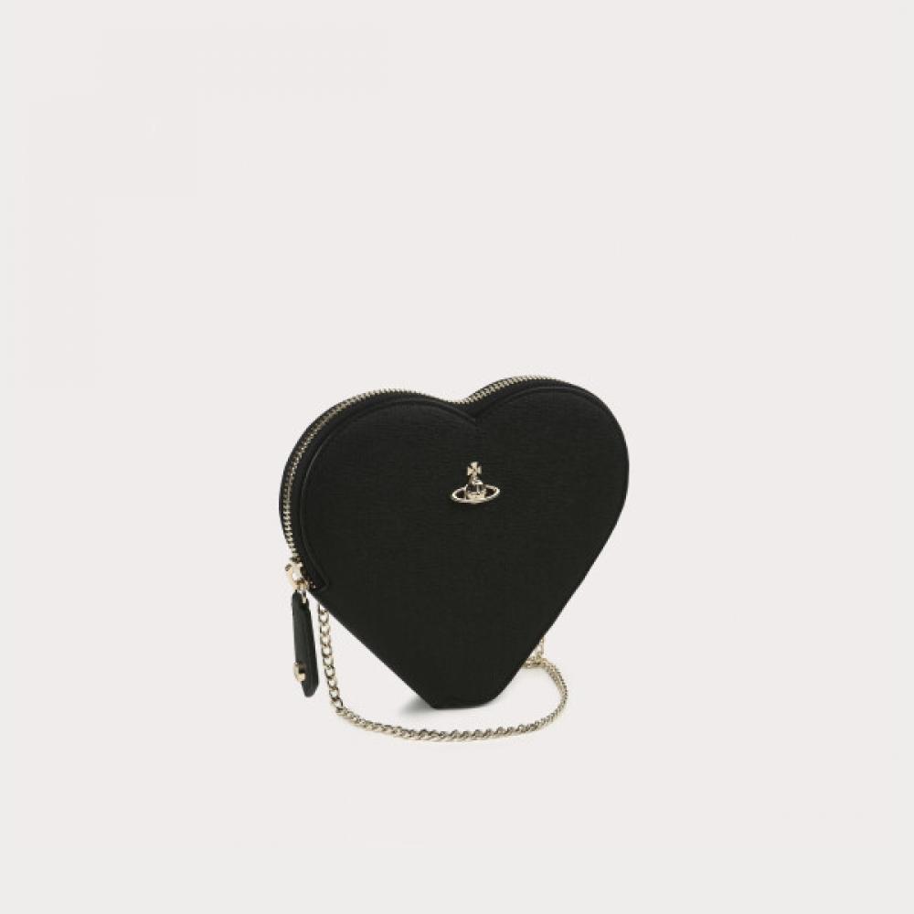 Vivienne Westwood Direct Import Saffiano New Heart Cross Bag Black