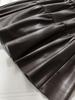 Women's High Waist PU Leather A-line Skirt – Slimming and Fluffy, Elastic Waist, Autumn 2025 Edition