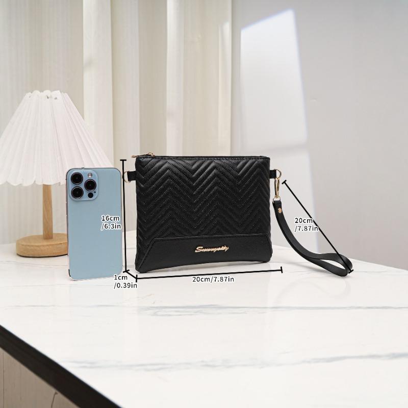 Simple wave solid color high-end quilting embroidery solid color shoulder strap commuter bag women's change bag new model