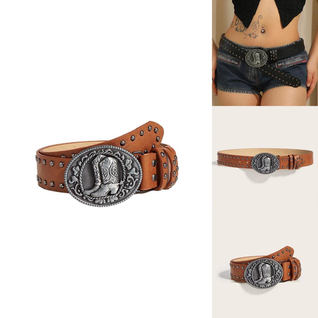 Casual Punk Pu Belt With Metal Snap Closure And Unique Design For Street Fashion