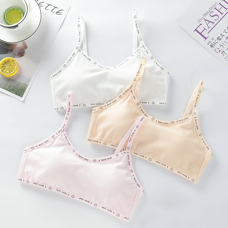 9-12 Years Old Pure Cotton Puberty Training Camisole, Comfortable Developmental Underwear for Primary School Girls