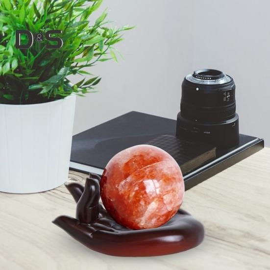 Faux Crystal Ball Display Stand Black Cat Animal Hand Holder Resin Statue Sculpture Home Office Bookshelf Desktop Decoration Ornament