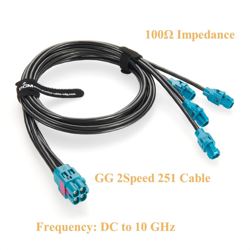 Rosenberger H-MTD 4 Cavity to 4 Single Port Automotive Ethernet Cable 10Gbps E6K10D-1CAZ5-Z to