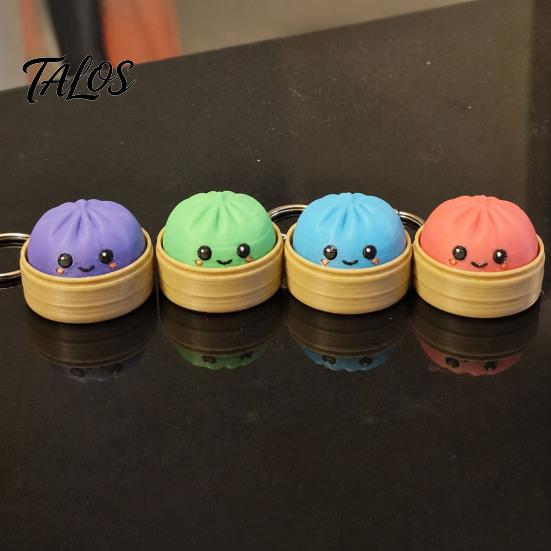 Anxiety Relief Keychain Press Button Keychain, Steamed Bun Decompression Toy with Smiling Face Pattern, Soft Squishy Slow Rebound Feel Portable