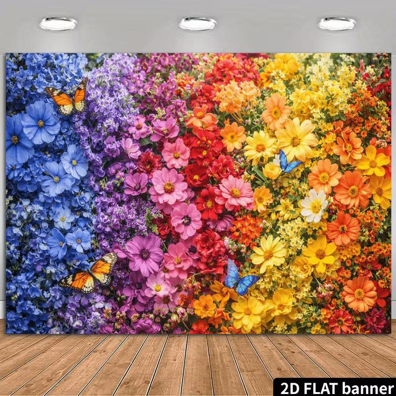 

2D Stunning Rainbow Flower Wall Backdrop Bright & Cheerful Party Background 47.2x31.5inch/120*80cm
