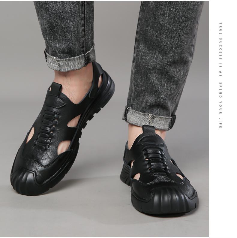 Fashion Low-top Summer New Men's Outdoor Shoes Male Sport Casual Fashion Breathable Leather Sandals Man Solid Color Designer Sandal Man